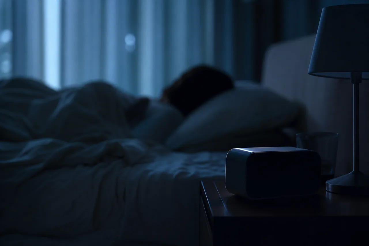 Personne éveillée dans son lit la nuit, regardant le réveil sur sa table de chevet